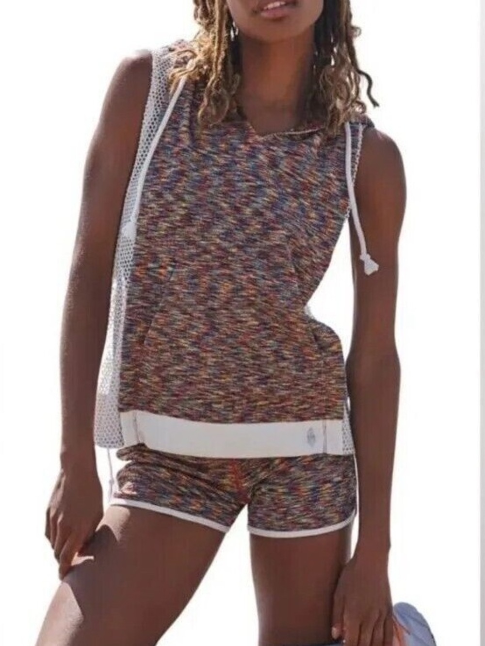 Free People Movement Prism Set Red Earth Combo Hooded Tank & Shorts S